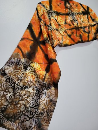 Scarf, Rayon, Fall Shibori