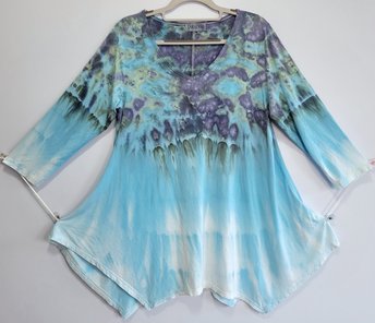 M Rayon 3/4 Sleeve Tunic, Mystic Blue Gravity
