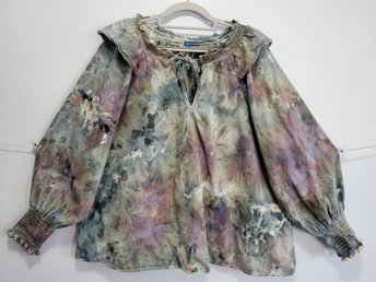 XXL Ruffled Poet's Blouse, Timberwolf