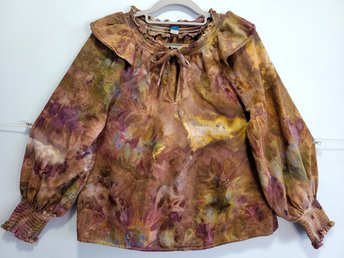 M Ruffled Poet's Blouse, Plum Coffee