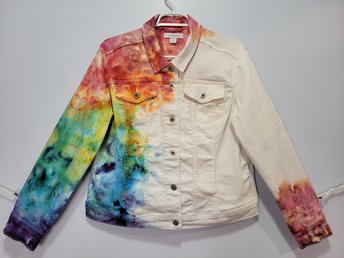 L Denim Jacket, Rainbow Cloud