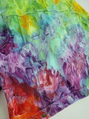 XXL Denim Jacket, Rainbow Watercolor