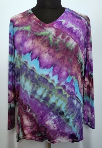 XL V-Neck Rayon Long Sleeve, Purple Flame