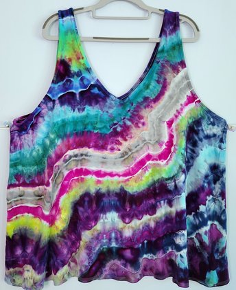3XL Rayon V-Neck Tank, Rainbow Fluorite