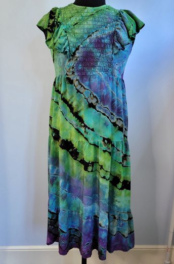 L Flutter Sleeve Dress, Abalone