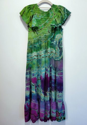 S Flutter Sleeve Dress, Abalone