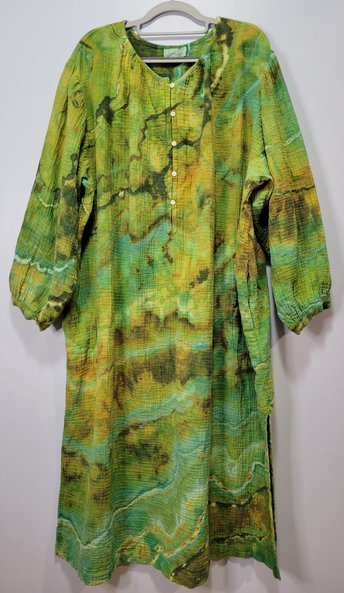 2X Gauze Dress, Moss & Lichen