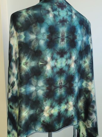 Shawl, Viscose, Dark Teal Shibori