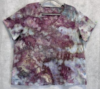 XL Tall V-neck T-shirt, Petrified Plum Watercolor